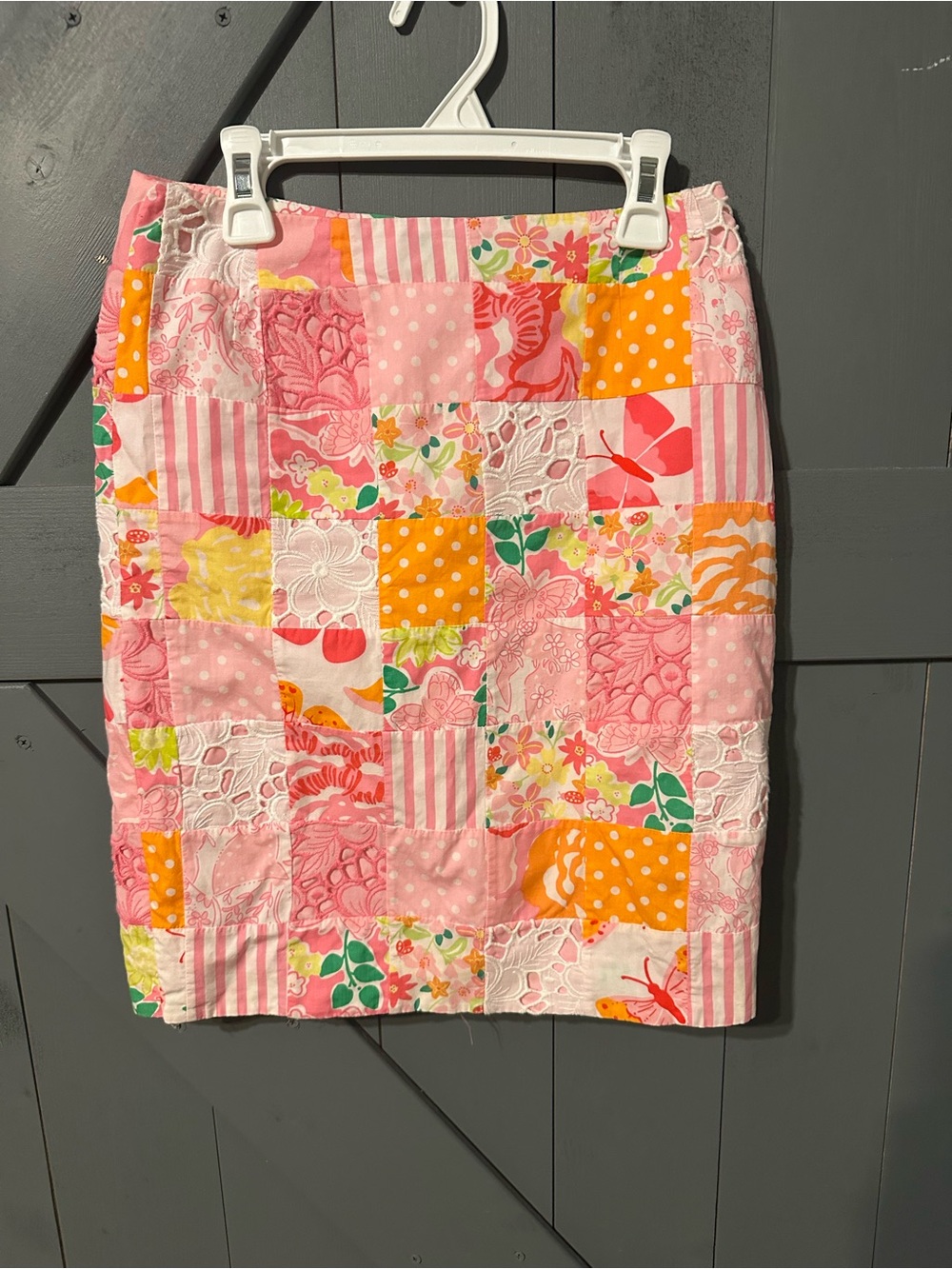 Lilly Pulitzer Pink Patchwork Floral Pencil Skirt